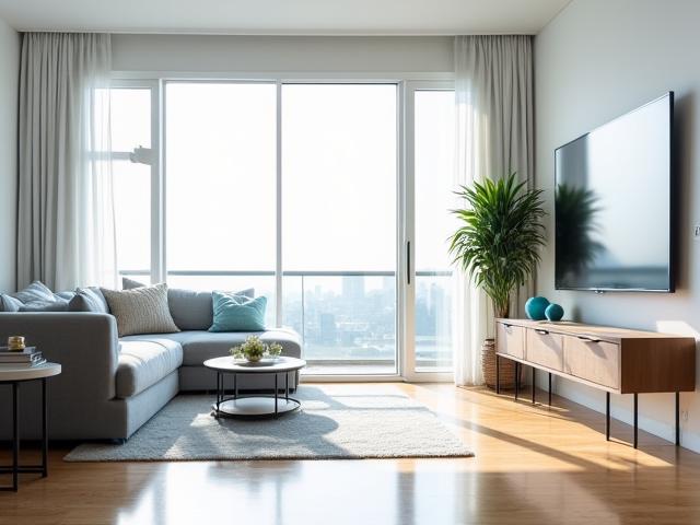 Bright, clean, modern living room showcasing spotless residential cleaning results in Lagos